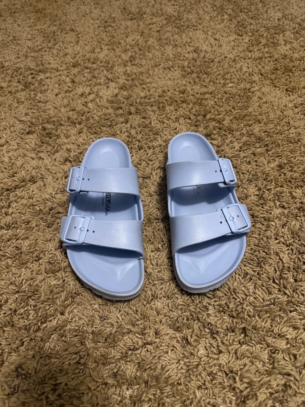 Birkenstock Two-Buckle EVA Slide Sandals in Light Blue